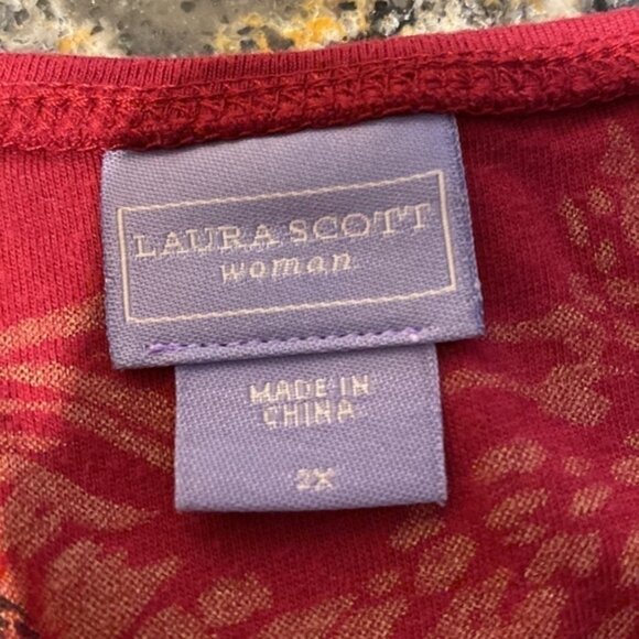 J womens Laura Scott casual stretch 3/4 sleeve plus size top 2X - Picture 3 of 3